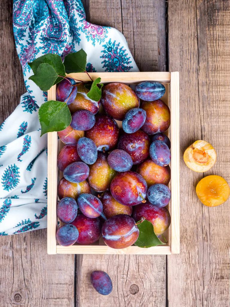Plum fruit with scarf