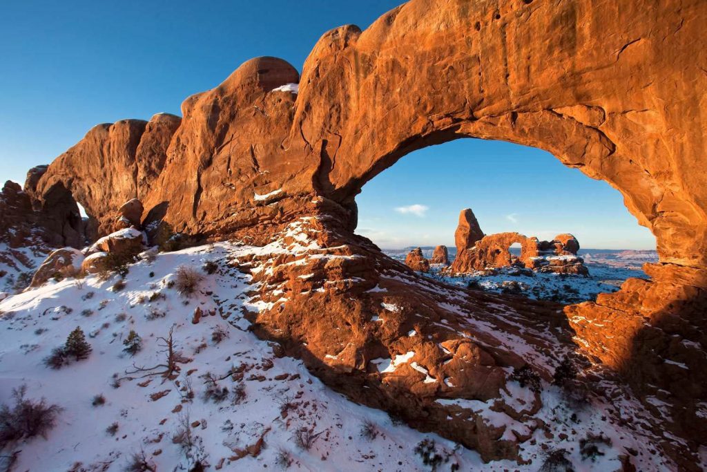 Turret Arch Snow Winter Sandstone